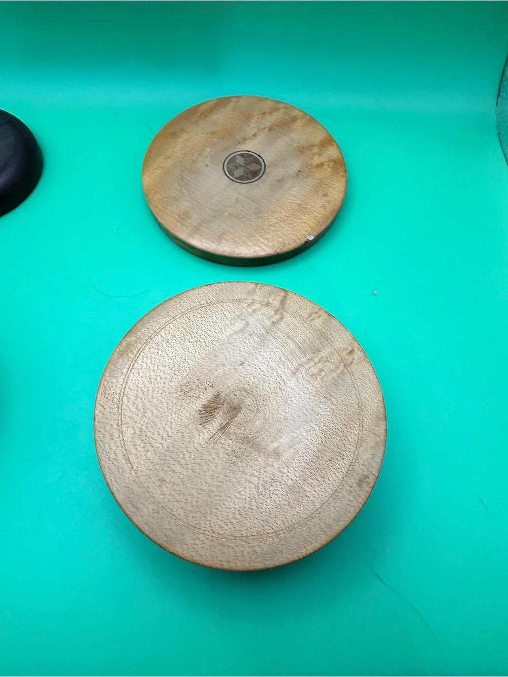 Handcrafted Round Wooden Box - Brown